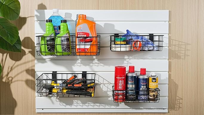 Amazon.com: INCLY 4 Pack Black Slatwall Baskets Set